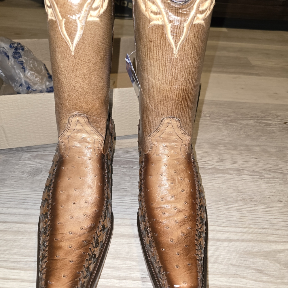 Men's Tan Ostrich Leather Western Boots